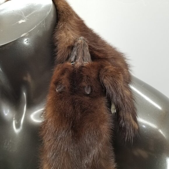 Vintage Hess's Genuine Mink Fur Stole Wrap Scarf w/ 3 Full Body Pelts - Picture 5 of 10